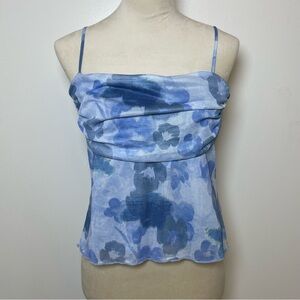 Blue Floral Mesh Cowl Neck Y2K Cami Size XL New With Tags